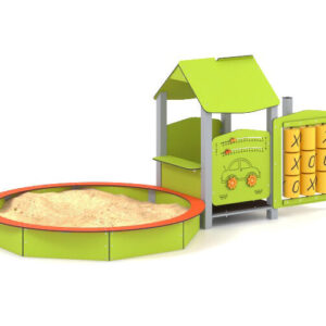 Lekehus med rund sandkasse