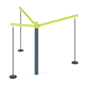 Trearmet karusell med tre seter.