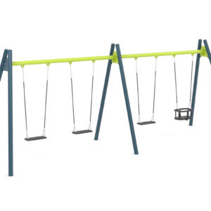 "Swing" huskestativ med tre plankeseter og rammesete, lavt