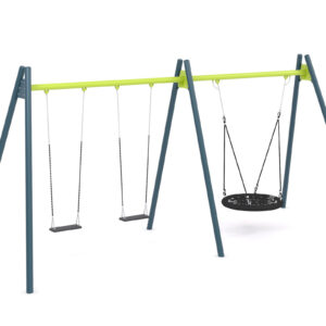 "Swing" huskestativ med to plankeseter og fuglerede Ø:100cm, høyt