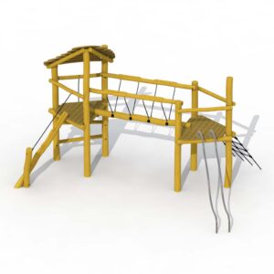 Lekeapparat i Robinia "Beetle bridge" med tak og rutsjerør