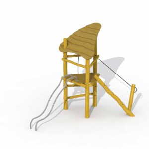 Leketårn i Robinia med tak og rutsjerør