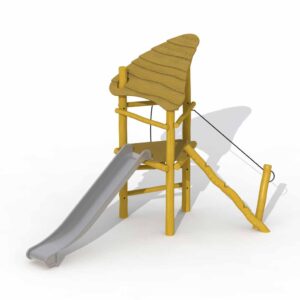 Leketårn i Robinia med tak og rutsjebane