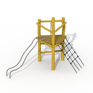 Leketårn i Robinia med rutsjerør og klatrenett