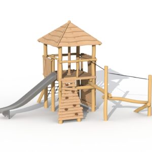 Lekeapparat i Robinia "Magic Tower" med tak og balansebom