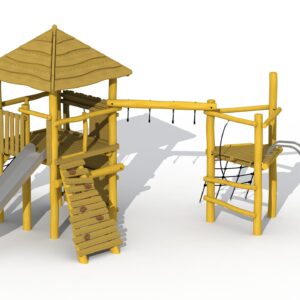 Lekeapparat i Robinia "Magic Tower" med "Magic Tower"- kombinasjon, med tak med suspensjonsløkker