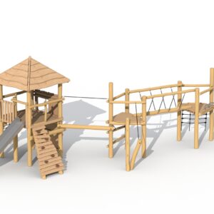 Lekeapparat i Robinia ""Magic Tower"" med tak med  maxi "Magic Tower" med balansebom