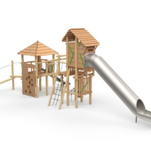 Leketårn "Combi- Knights Fortress" sammensattmed "Magic Tower" med tak.