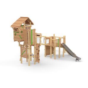 Leketårn "Combi- Knights Fortress" sammensatt med "Magic Tower" uten tak.