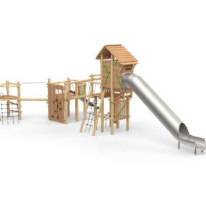 Robinia leketårn "Maxi-Knights-Fortress" sammensatt med "Magic Tower" uten tak.