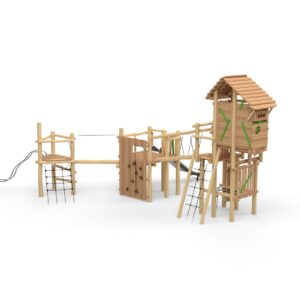 Robinia leketårn "Maxi-Knights-Fortress"sammensatt med "Magic Tower" uten tak.