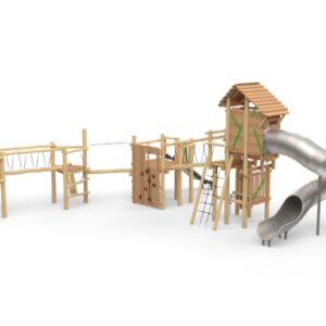 Robinia leketårn "Mega-Knights-Fortress" sammensatt med "Magic Tower" uten tak.