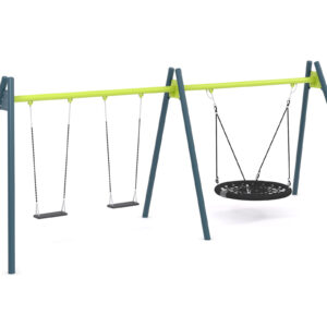 "Swing" huskestativ med to plankeseter og fuglerede Ø:120cm, lavt