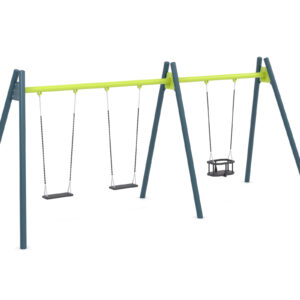 "Swing" huskestativ med to plankeseter og rammesete, lavt