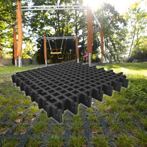 Gressgitter 100x100cm. Fallhøyde 300cm. Farge: Rødbrun, Grønn, Antracit