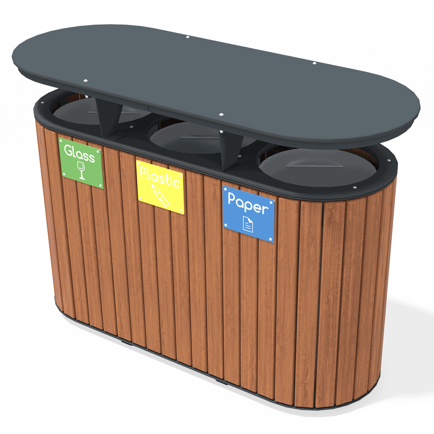 Avfallsortering  "Elit" 3x70l  (med lokk)